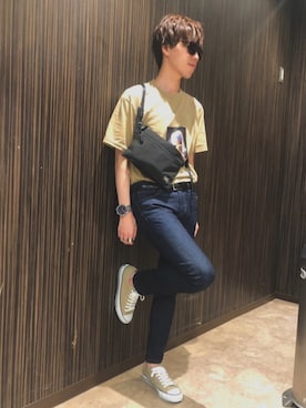 「H&M（エイチ・アンド・エム）のアイテム（サングラス）」を使った、Mashさん（メンズ・180cm）の夏コーディネート