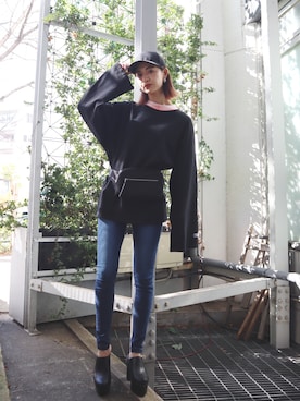「Champion別注」｜LISA さん（レディース・160cm）の冬コーディネート