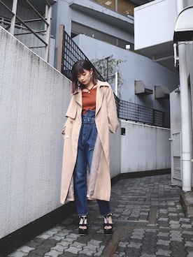 「EMODA」｜「アイテム（トレンチコート）」を使った、LISA さん（レディース・160cm）の春コーディネート