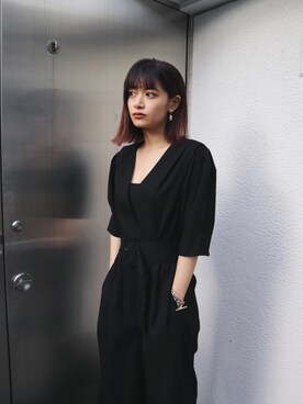 「アイテム（つなぎ/オールインワン）」を使った、LISA さん（レディース・160cm）の春コーディネート