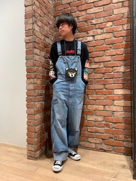 「HYSTERIC GLAMOUR（ヒステリックグラマー）のアイテム（サロペット/オーバーオール）」を使った、Ririkiさん（メンズ・168cm）の冬コーディネート