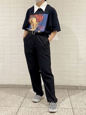 「古着女子」｜「アイテム（スリッポン）」を使った、𝐒𝐀𝐊𝐈さん（レディース・146cm）の春コーディネート