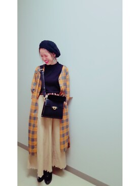 「SpRay（スプレイ）のアイテム（ハンチング/ベレー帽）」を使った、Chisa Ueharaさん（レディース・160cm）の秋コーディネート