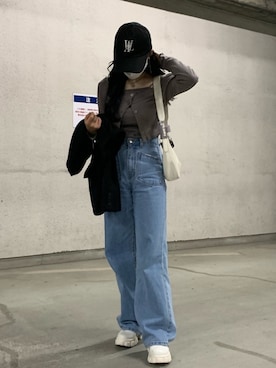 「WOOALONG（ウアロン）のアイテム（帽子）」を使った、AYAVINさん（レディース・154cm）の春コーディネート