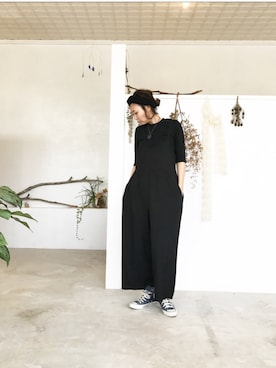 「Simplicite（サンプリシテ）のアイテム（オールインワン・サロペット）」を使った、aikonaさん（レディース・162cm）の春コーディネート