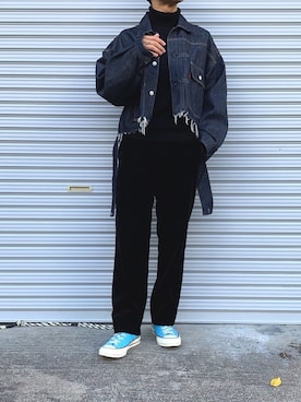 「08sircus（ゼロエイトサーカス）のアイテム（パンツ）」を使った、MARONさん（メンズ・172cm）の秋コーディネート