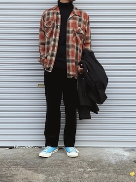 「08sircus（ゼロエイトサーカス）のアイテム（パンツ）」を使った、MARONさん（メンズ・172cm）の秋コーディネート