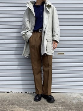 「タックイン」｜「アイテム（マウンテンパーカー）」を使った、MARONさん（メンズ・172cm）の春コーディネート