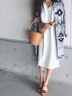 「Daniel Wellington（ダニエルウェリントン）の販売終了クラシックペティット アッシュフィールド32mm（アナログ腕時計）」を使った、sumireさん（レディース・163cm）の夏コーディネート