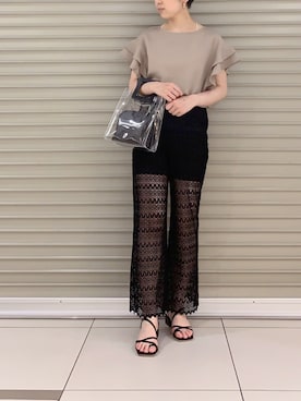 「袖フリル」｜たっつんさん（レディース・166cm）の春コーディネート