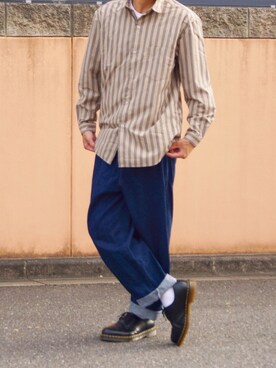 「Dr. Martens（ドクターマーチン）のDr.Martens / ドクターマーチン 1461 3EYE GIBSON SHOE 3ホール ギブソン シューズ ブーツ（ブーツ）」を使った、はんくんさん（メンズ・174cm）の秋コーディネート