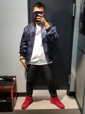 「DIESEL（ディーゼル）のアイテム（MA-1）」を使った、Toripullさん（メンズ・180cm）の冬コーディネート