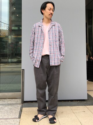 Keisuke Osuka使用「MONKEY TIME（＜monkey time＞ VIYELLA CHECK OPEN SHIRT/シャツ）」的時尚穿搭