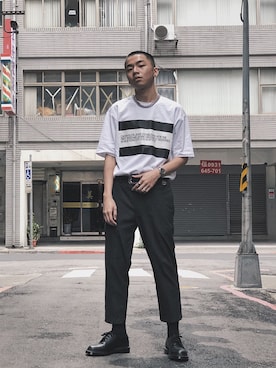 「Dr. Martens（ドクターマーチン）のアイテム（モカシン/デッキシューズ）」を使った、Siicさん（メンズ・170cm）の春コーディネート