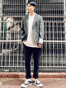 「アイテム（テーラードジャケット）」を使った、shoki1997rさん（メンズ・167cm）の冬コーディネート