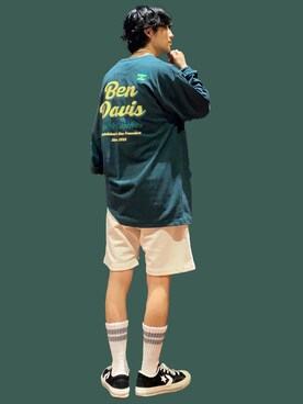 「BEN DAVIS（ベンデイビス）のアイテム（Tシャツ/カットソー）」を使った、shoki1997rさん（メンズ・167cm）の夏コーディネート