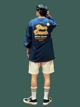 「BEN DAVIS（ベンデイビス）のアイテム（Tシャツ/カットソー）」を使った、shoki1997rさん（メンズ・167cm）の夏コーディネート