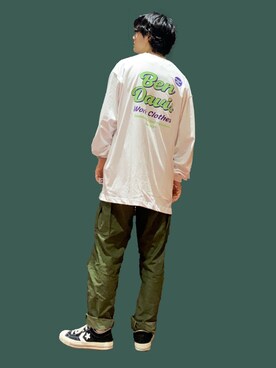「BEN DAVIS（ベンデイビス）のアイテム（Tシャツ/カットソー）」を使った、shoki1997rさん（メンズ・167cm）の夏コーディネート