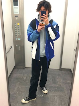 「アイラブCONVERSE」｜TAKI@フォロー求（^人^）さん（メンズ・177cm）の冬コーディネート