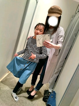 「ボーダー×デニム」｜「アイテム（その他）」を使った、tomoさん（レディース・158cm）の春コーディネート