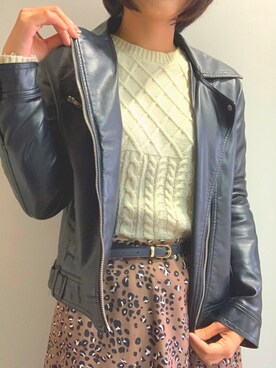 「AS KNOW AS PINKY（アズノゥアズピンキー）のアイテム（ライダースジャケット）」を使った、yassuさん（レディース・160cm）の秋コーディネート