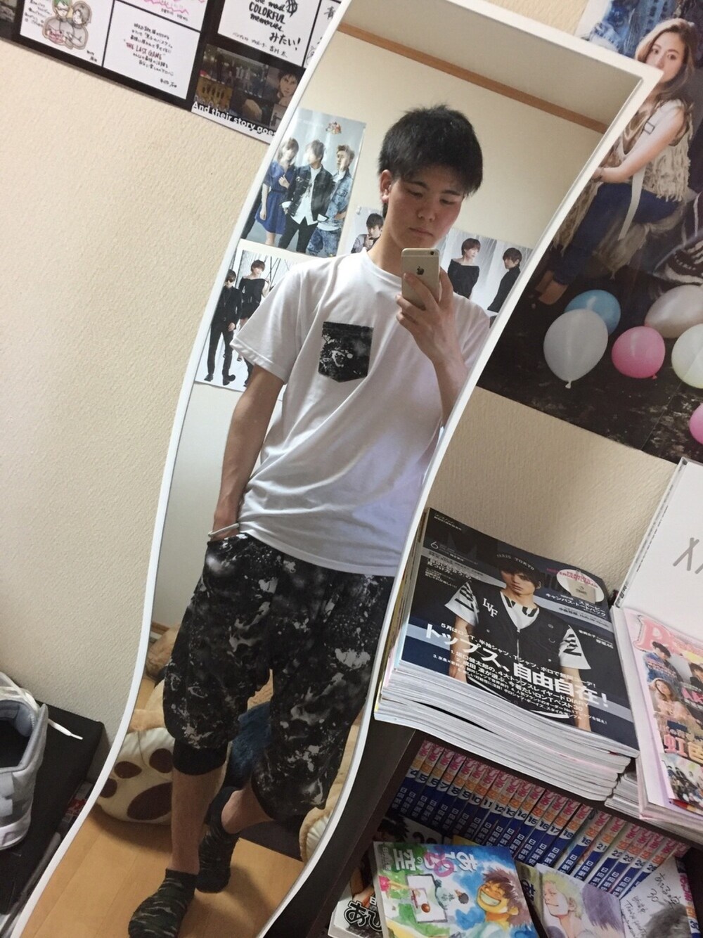 「サルエルパンツ、大学生、夏、夏コーデ、休日スタイル、シンプルコーデ、METHOD、お洒落さんとつながりたい、シャツスタイル、セットアップ」｜「METHODのアイテム（トップス、ホワイト系）」を使った、yamaponさん（メンズ・179cm）の夏コーディネートの1枚目の写真