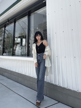 「アイテム（キャミソール、ブラック系）」を使った、越後 穂乃香さん（レディース・150cm）の夏コーディネート