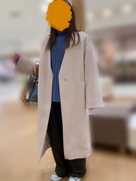「united arrows」｜「アイテム（ノーカラーコート）」を使った、yaanさん（レディース・153cm）の冬コーディネート
