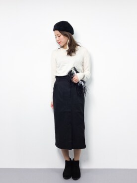 「PLAIN CLOTHING（プレーンクロージング）のアイテム（ハンチング/ベレー帽）」を使った、ぐっさんさん（レディース・166cm）の冬コーディネート