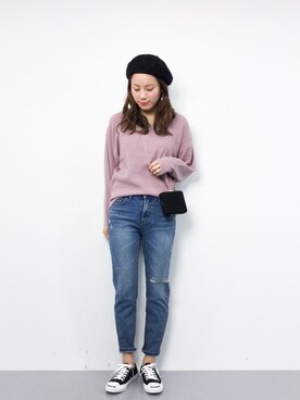 「Accessorize（アクセサライズ）のアイテム（クラッチバッグ）」を使った、ぐっさんさん（レディース・166cm）の冬コーディネート