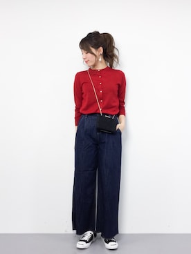 「Accessorize（アクセサライズ）のアイテム（クラッチバッグ）」を使った、ぐっさんさん（レディース・166cm）の冬コーディネート