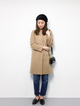 「chapter world（チャプターワールド）のアイテム（帽子）」を使った、ぐっさんさん（レディース・166cm）の冬コーディネート