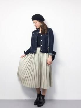 「haco!（ハコ）のアイテム（デニムジャケット）」を使った、ぐっさんさん（レディース・166cm）の冬コーディネート