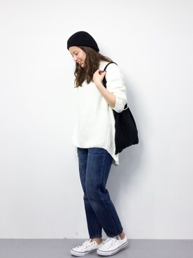 「rienda（リエンダ）のアイテム（キャップ）」を使った、ぐっさんさん（レディース・166cm）の冬コーディネート