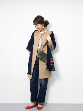 「GOUT COMMUN（グーコミューン）のアイテム（ショルダーバッグ）」を使った、ぐっさんさん（レディース・166cm）の冬コーディネート