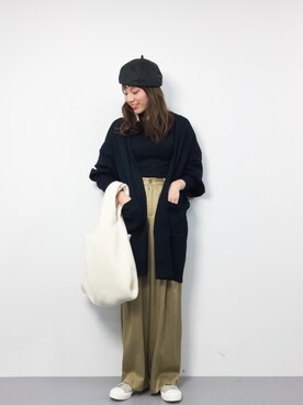 「Factor=（ファクターイコール）のアイテム（帽子）」を使った、ぐっさんさん（レディース・166cm）の冬コーディネート