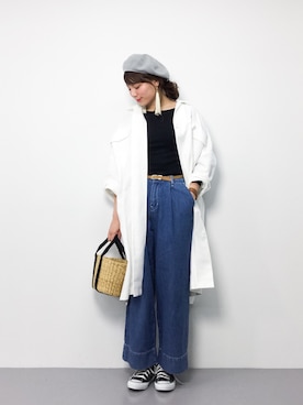 「So 1:1（ソウワンバイワン）のアイテム（ジャケット/アウター）」を使った、ぐっさんさん（レディース・166cm）の春コーディネート
