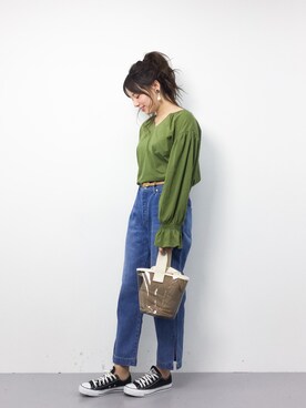 「バルーンスリーブ」｜ぐっさんさん（レディース・166cm）の春コーディネート