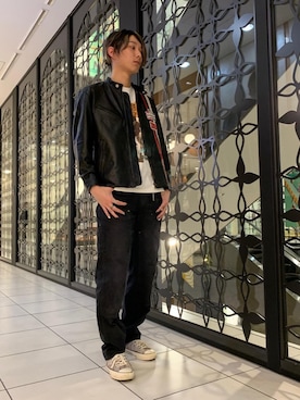 「HYSTERIC GLAMOUR（ヒステリックグラマー）のアイテム（ライダースジャケット）」を使った、kait1031さん（メンズ・180cm）の秋コーディネート