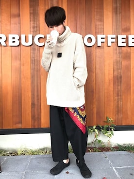 「ゆるニット」｜「アイテム（財布/小物）」を使った、ジヨンさん（メンズ・172cm）の秋コーディネート