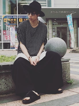 「THREE BLIND MICE（スリーブラインドマイス）のアイテム（トップス）」を使った、ジヨンさん（メンズ・172cm）の夏コーディネート