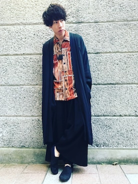「袴パンツ」｜「アイテム（その他アウター）」を使った、ジヨンさん（メンズ・172cm）の秋コーディネート