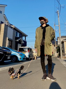 「unrelaxing（アンリラクシング）のアイテム（MA-1）」を使った、MAHYOさん（メンズ・177cm）の冬コーディネート