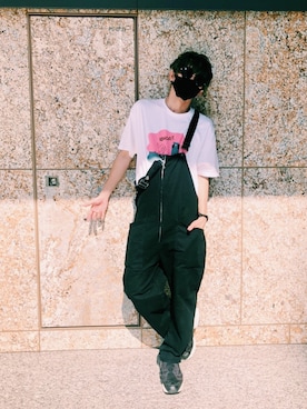 「Beautiful Harmony（ビューティフルハーモニー）のアイテム（オールインワン・サロペット）」を使った、MAHYOさん（メンズ・177cm）の夏コーディネート