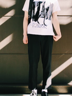 「JIL SANDER NAVY（ジルサンダーネイビー）のアイテム（スラックス）」を使った、TenTaさん（メンズ・168cm）の夏コーディネート