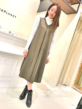 「INTERPLANET（インタープラネット）のアイテム（ワンピース/ドレス）」を使った、A-yaさん（レディース・166cm）の冬コーディネート