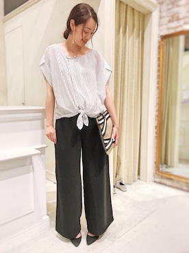 「actuel（アクチュエル）のアイテム（トップス）」を使った、A-yaさん（レディース・166cm）の夏コーディネート