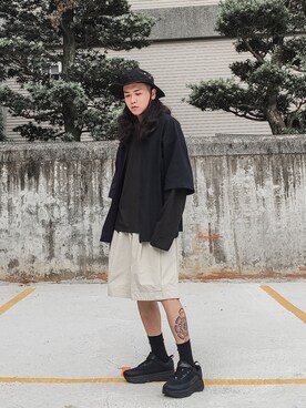 「kimono」｜「アイテム（その他アウター）」を使った、ffflea👾さん（メンズ・178cm）の春コーディネート