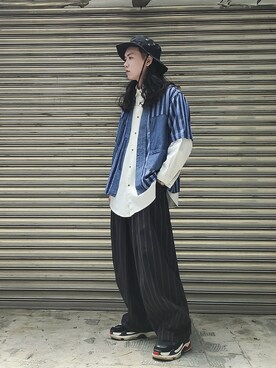 「kimono」｜「アイテム（ジャケット/アウター）」を使った、ffflea👾さん（メンズ・178cm）の夏コーディネート