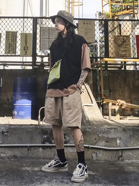 「earthtone」｜ffflea👾さん（メンズ・178cm）の夏コーディネート